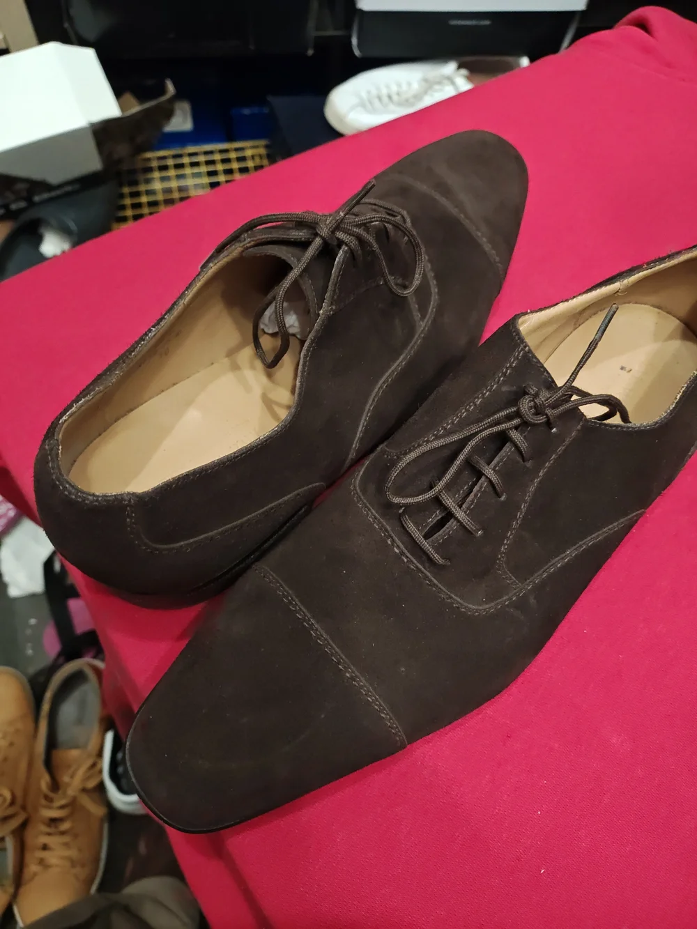 Classic Brown Suede Cap-Toe Oxford Dress Shoes